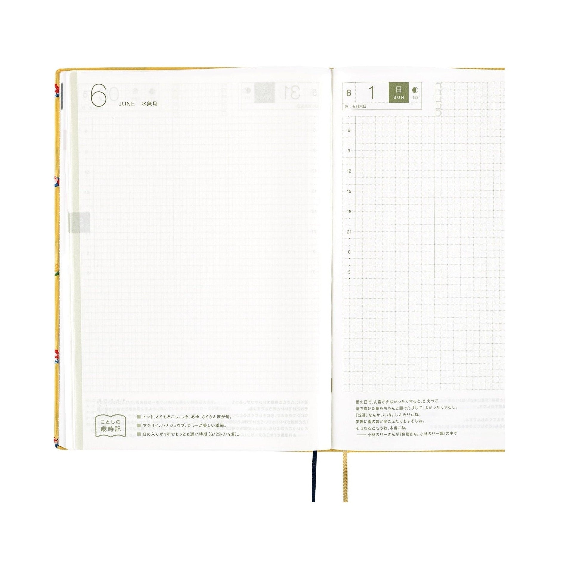 June 2025 weekly spread in Hobonichi Techo A5 with agricultural calendar note