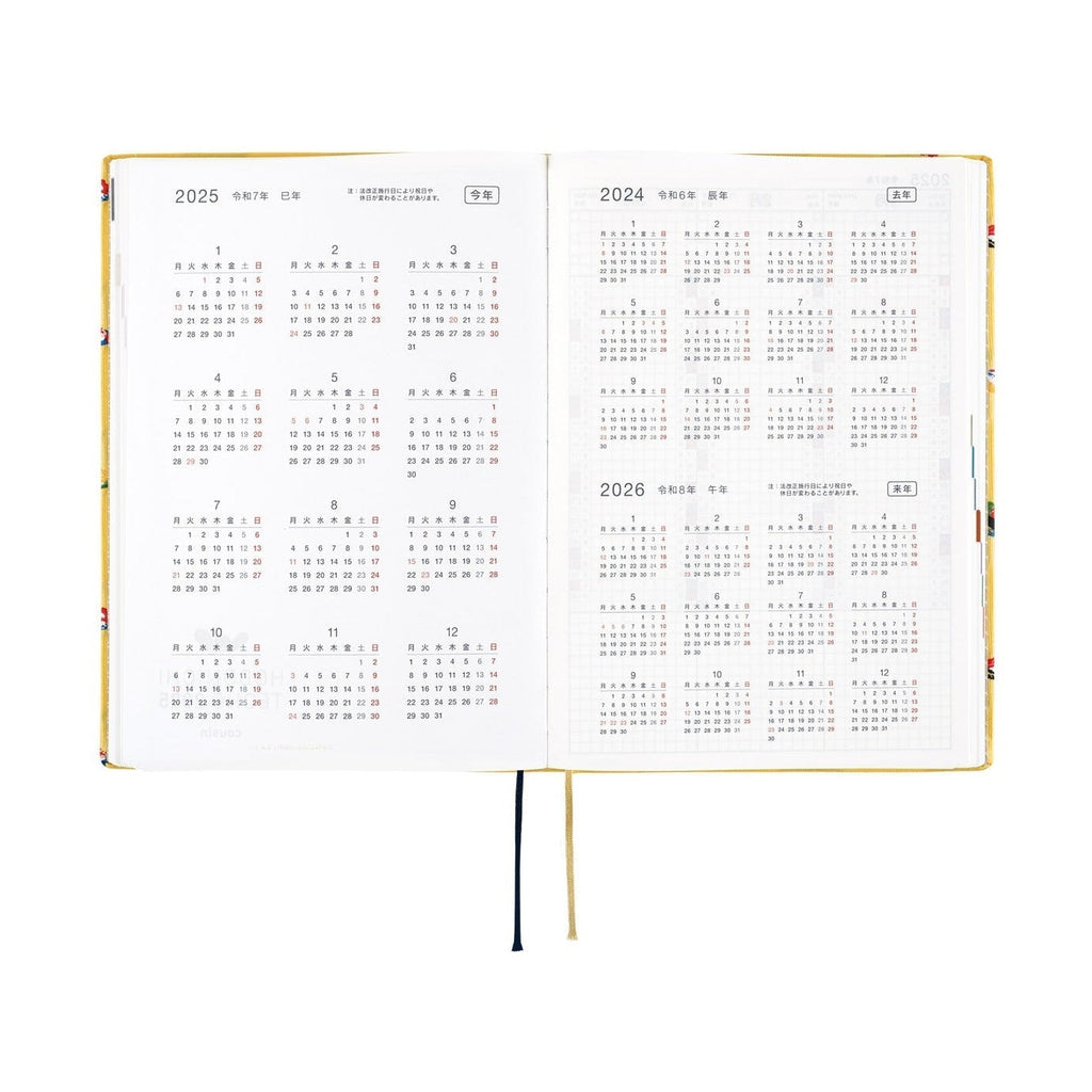 2025-2026 Hobonichi Techo A5 calendar spread with Japanese weekly layout