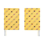 Side-by-side views of yellow Hobonichi Techo cover with black and gold ribbons