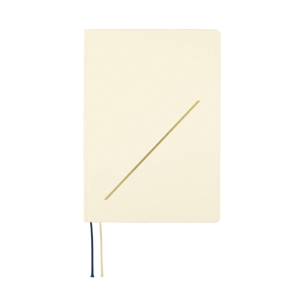 Hobonichi Techo A5 HON diary ivory cover with gold slash foil and navy ribbon
