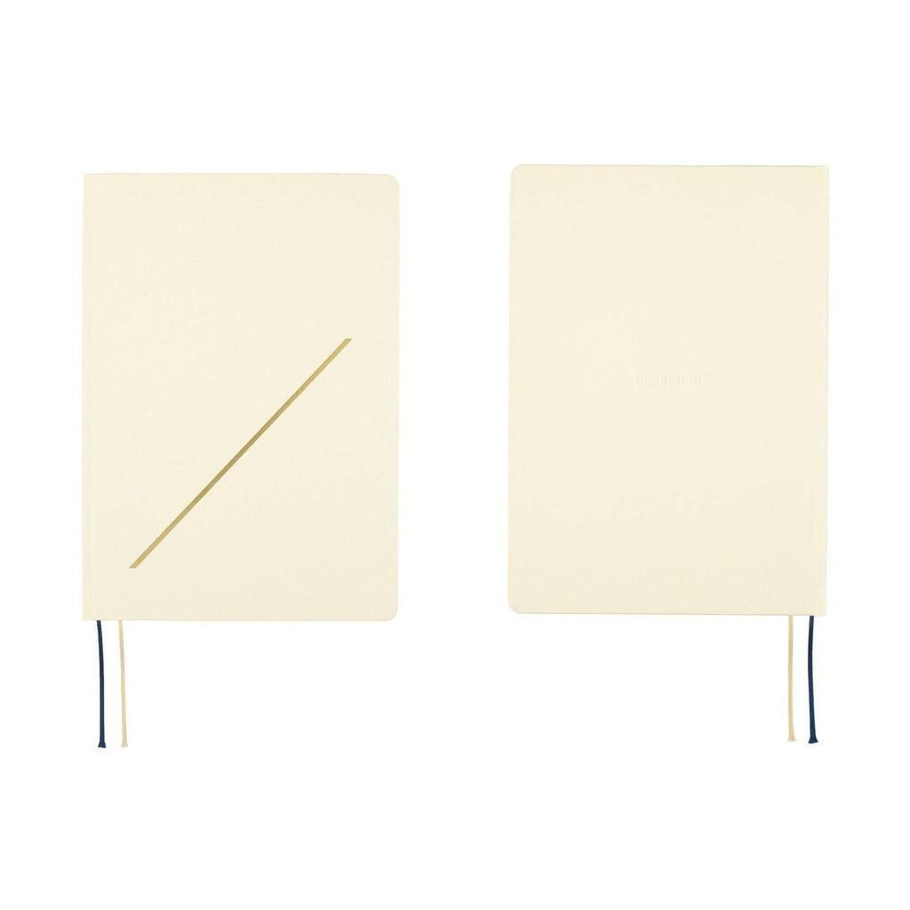 Hobonichi Techo A5 front and back cover views showing gold foil design and embossing