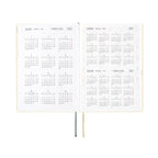 Hobonichi Techo A5 2025 and 2026 yearly calendar comparison spread