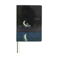 Hobonichi Techo A6 2025 front cover featuring fox on bicycle delivering crescent moon illustration