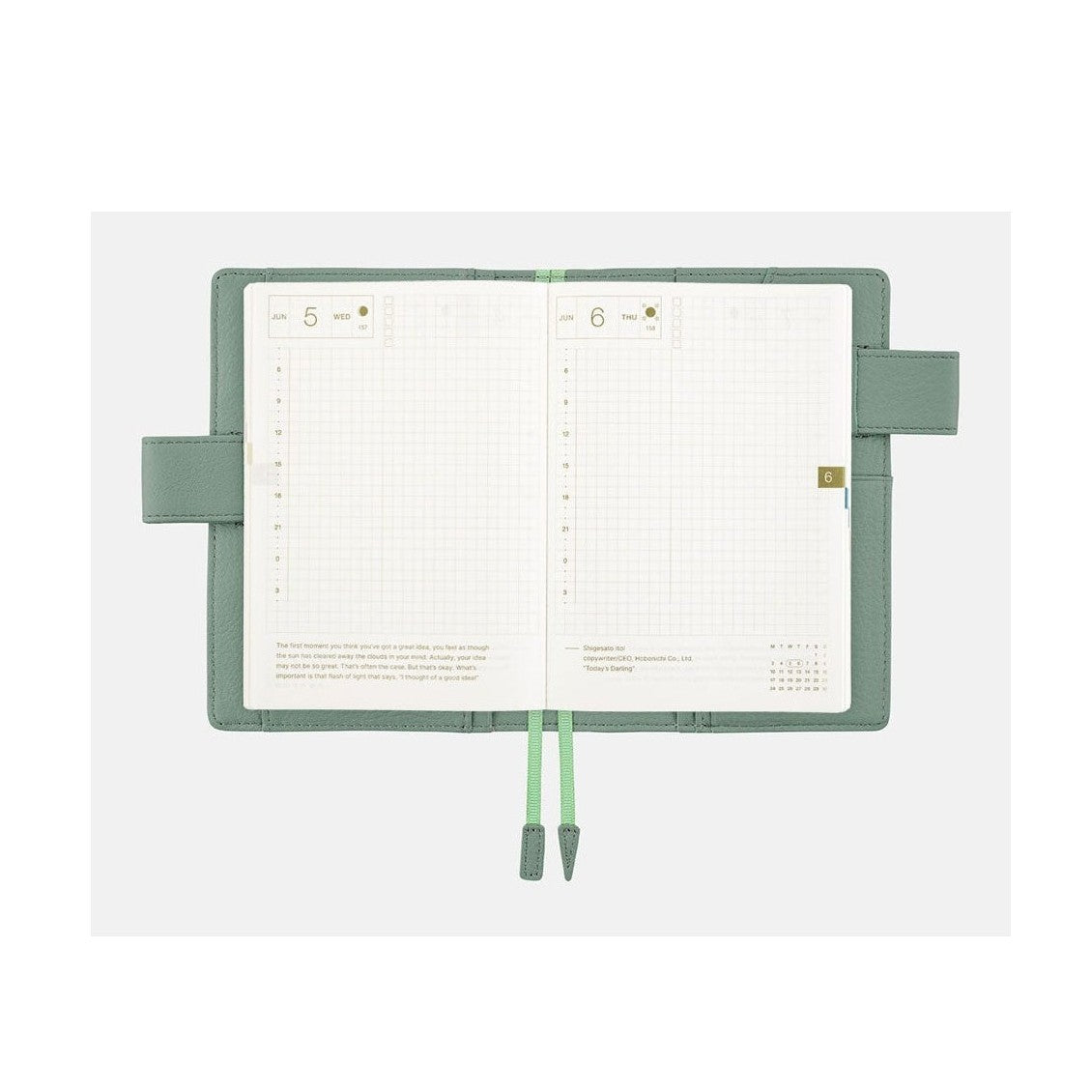 Hobonichi Techo A6 Original Leather: Water Green Cover Only