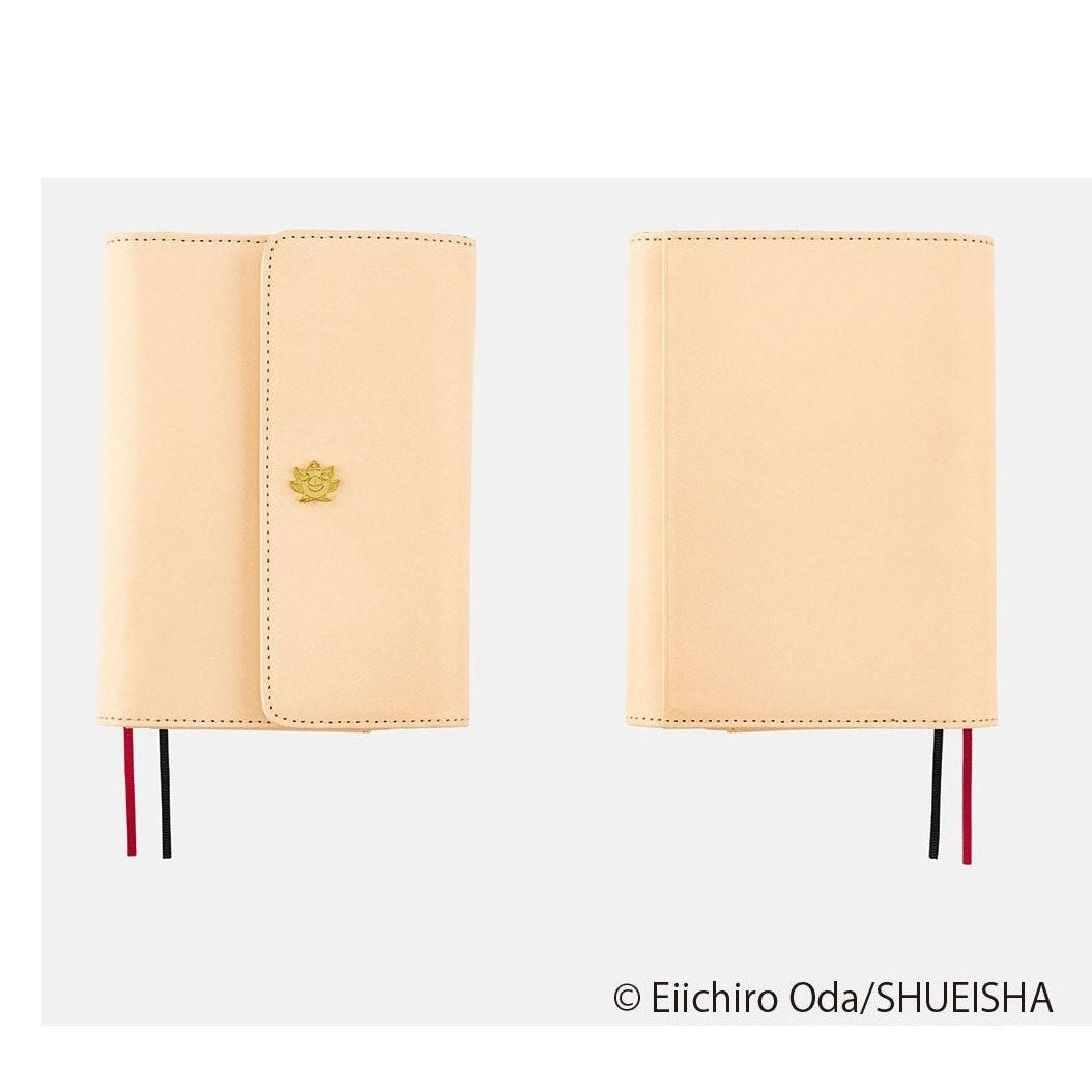 Front and back views of closed A6 One Piece Thousand Sunny cover with dual elastic bands