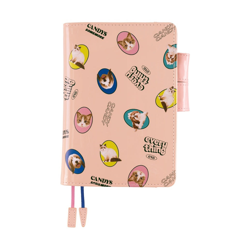 Hobonichi Techo A6 Original Planner Cover - Candy Stripper: Random Dog & Cat Pink