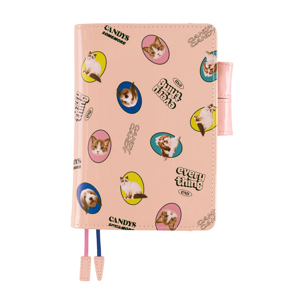 Hobonichi Techo A6 Original Planner Cover - Candy Stripper: Random Dog & Cat Pink