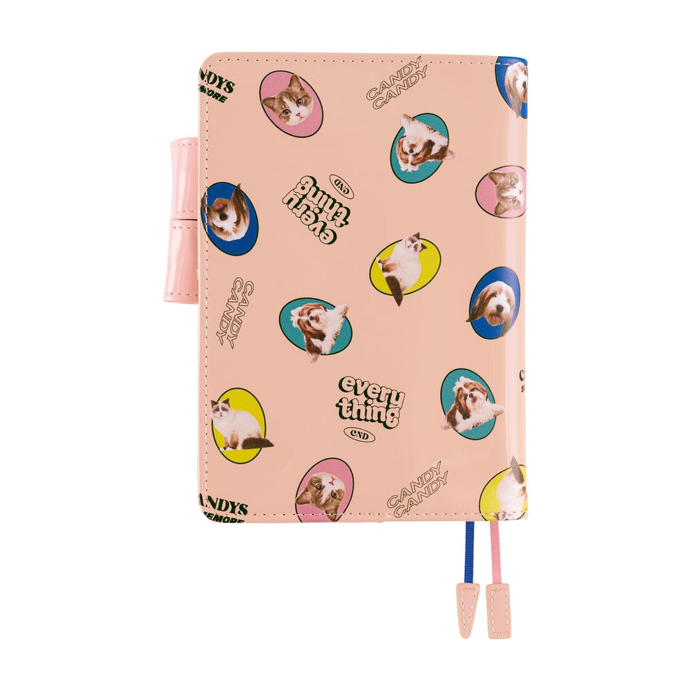 Hobonichi Techo A6 Original Planner Cover - Candy Stripper: Random Dog & Cat Pink