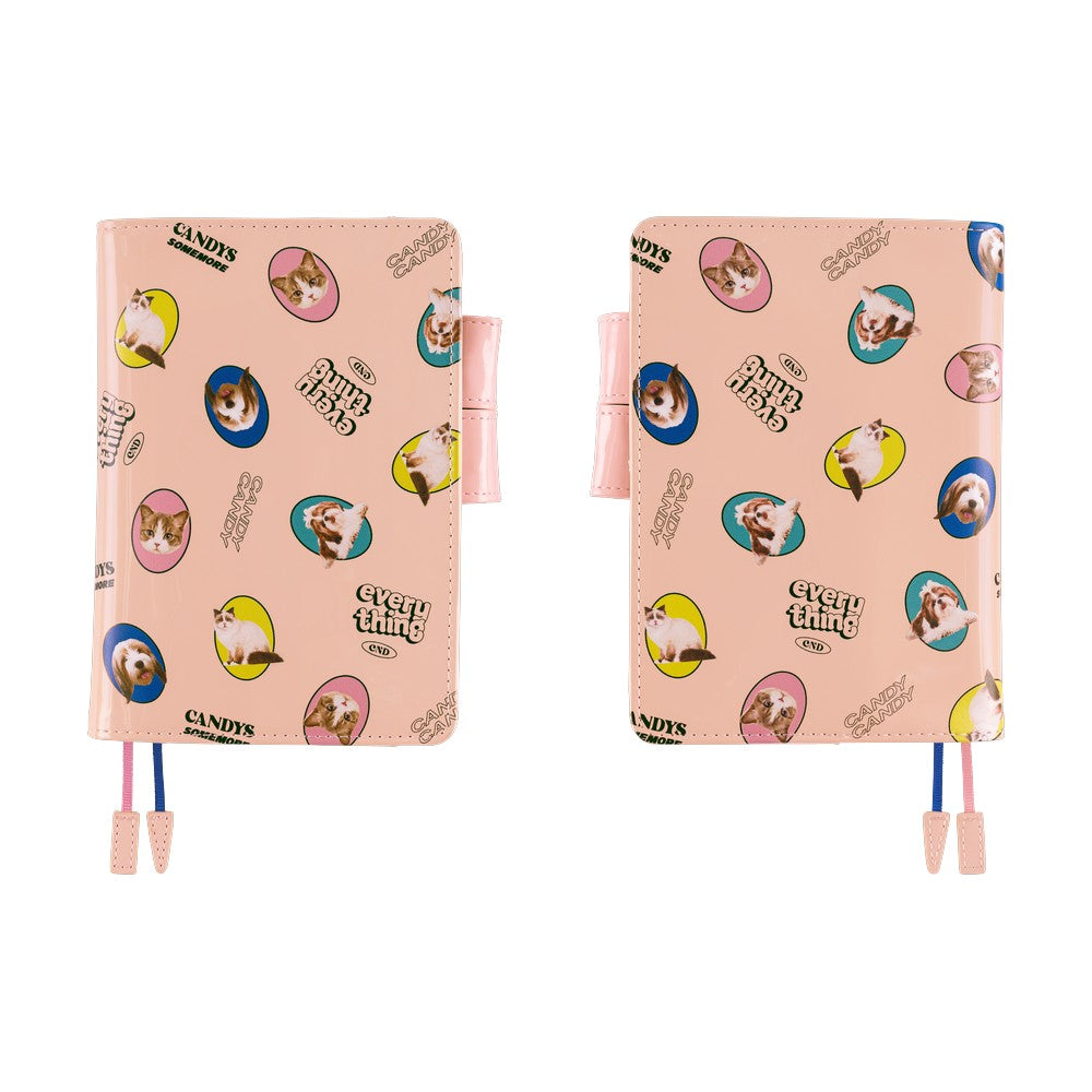 Hobonichi Techo A6 Original Planner Cover - Candy Stripper: Random Dog & Cat Pink