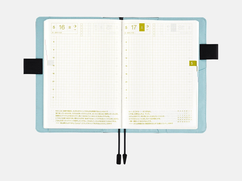 Hobonichi Techo A6 Original Planner Cover - Colours - Black x Clear Blue