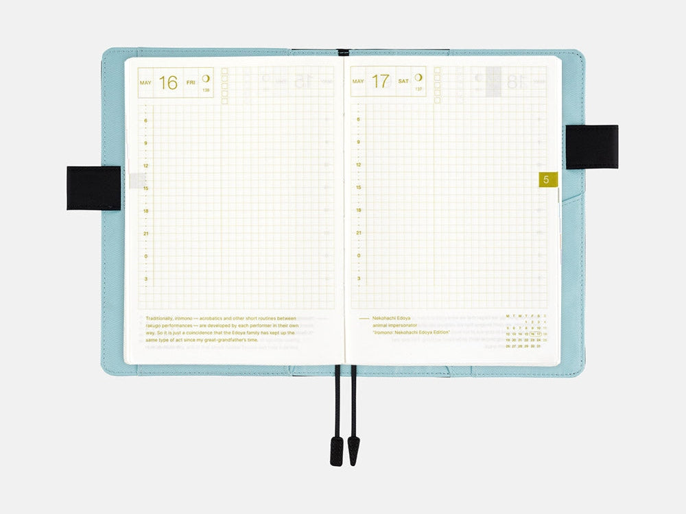 Hobonichi Techo A6 Original Planner Cover - Colours - Black x Clear Blue