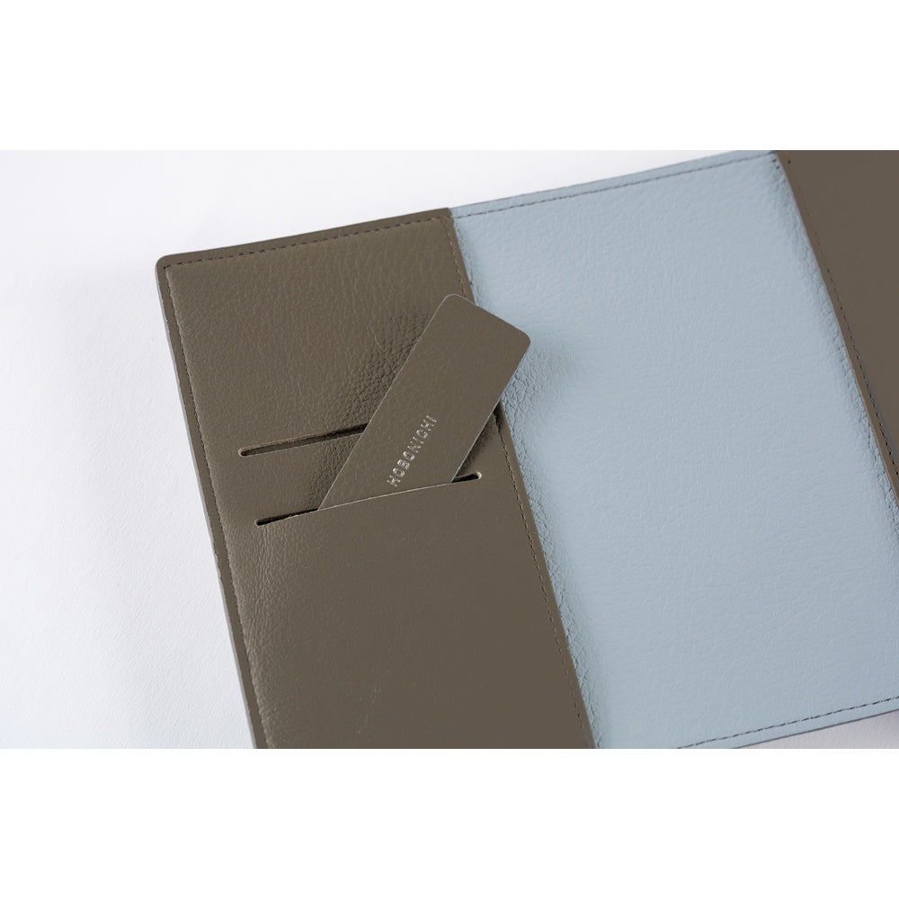 Hobonichi Techo A6 Original Planner Cover - Leather: Taut Gray & Light Blue