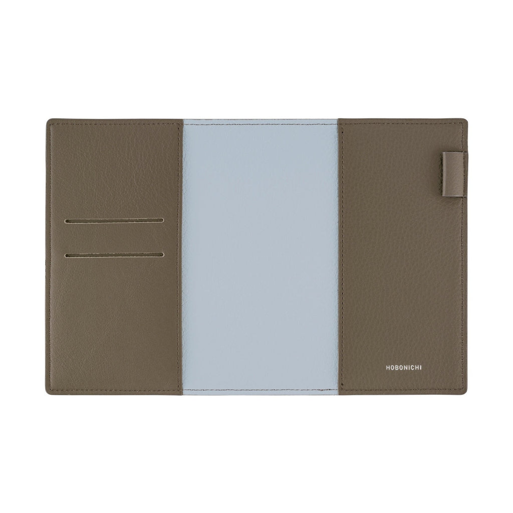 Hobonichi Techo A6 Original Planner Cover - Leather: Taut Gray & Light Blue