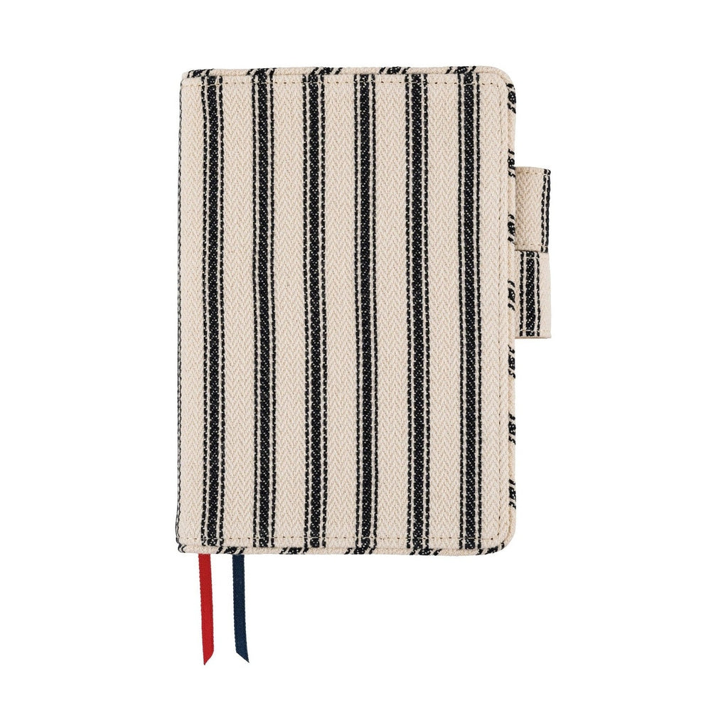 Hobonichi Techo A6 Original Planner Cover - Lined Fabric: Herringbone Ivory x Black
