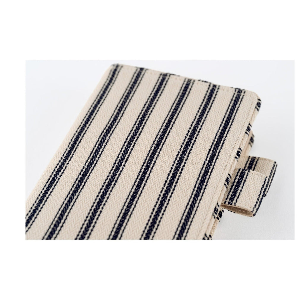 Hobonichi Techo A6 Original Planner Cover - Lined Fabric: Herringbone Ivory x Black