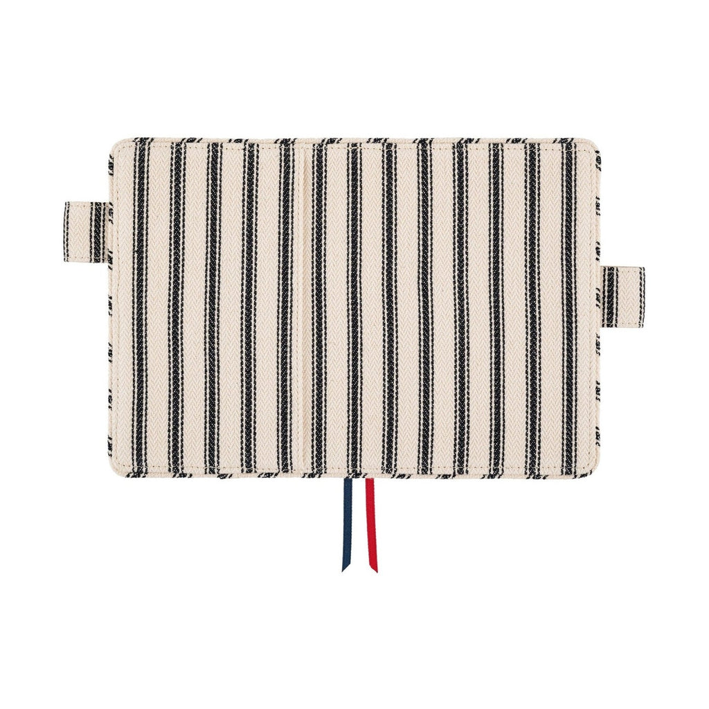 Hobonichi Techo A6 Original Planner Cover - Lined Fabric: Herringbone Ivory x Black
