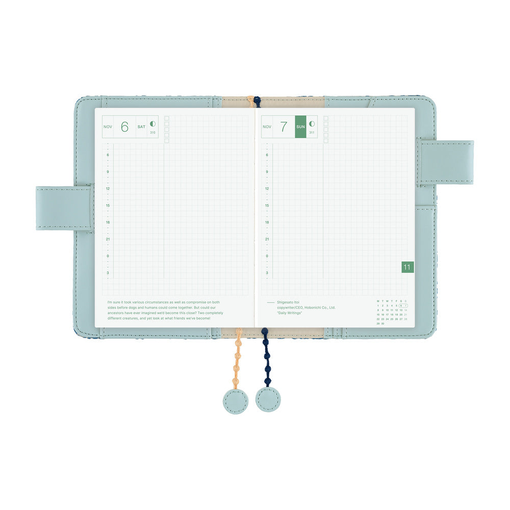 Hobonichi Techo A6 Original Planner Cover - minä perhonen: felice (Blue)