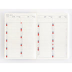 Hobonichi Techo 2024 A6 diary spread showing December 2023 through March 2024 calendars