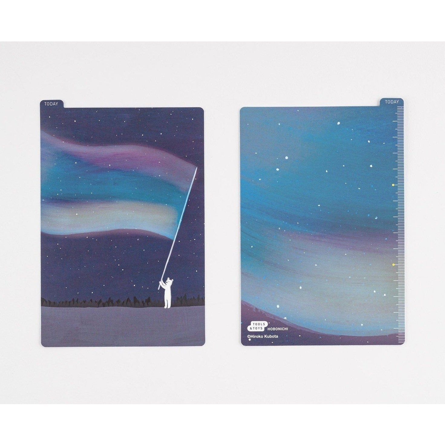 Hobonichi Aurora Duty pencil board reverse side showing ruler and Hiroko Kubota signature