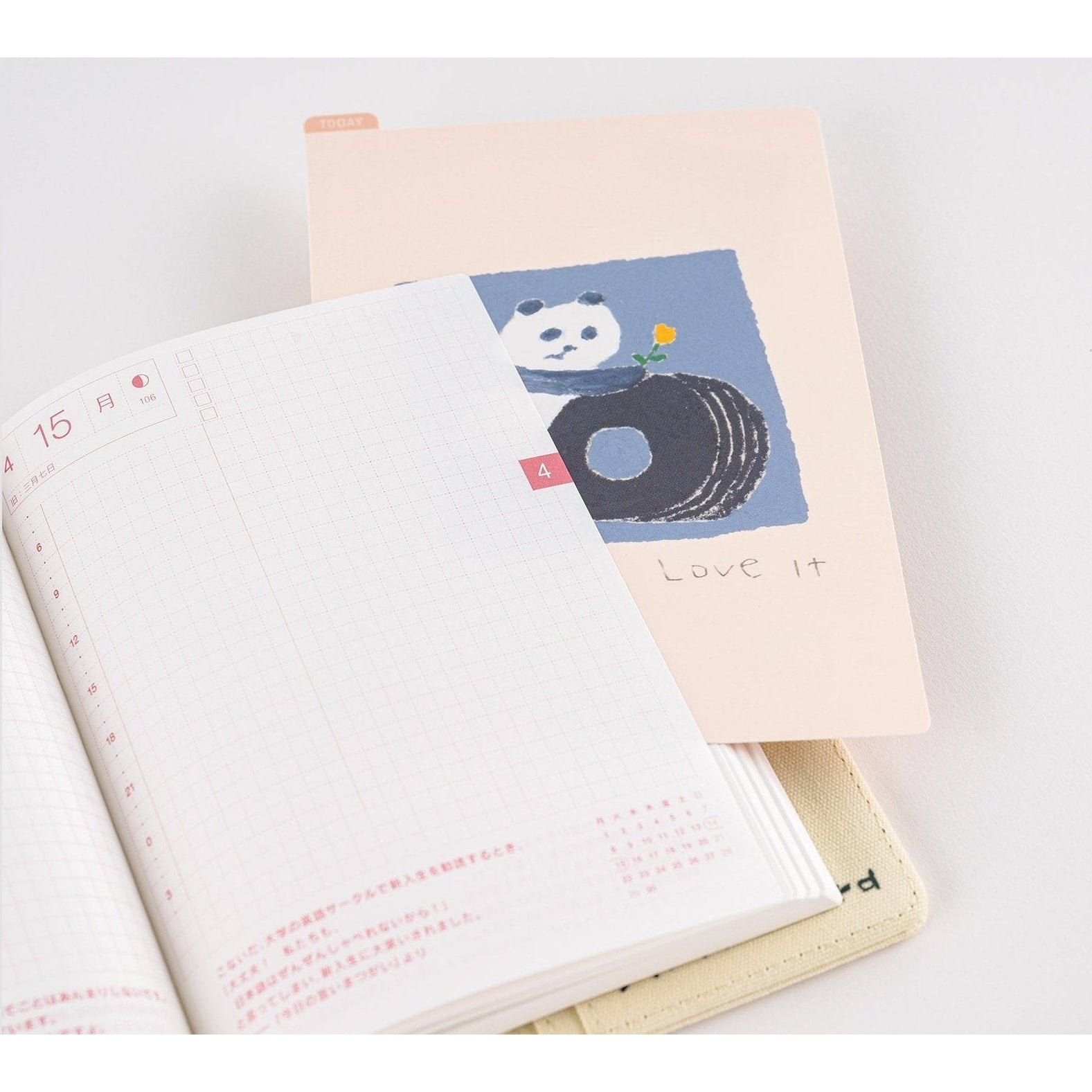 Pink beige Hobonichi pencil board fitting A6 planner with today tab