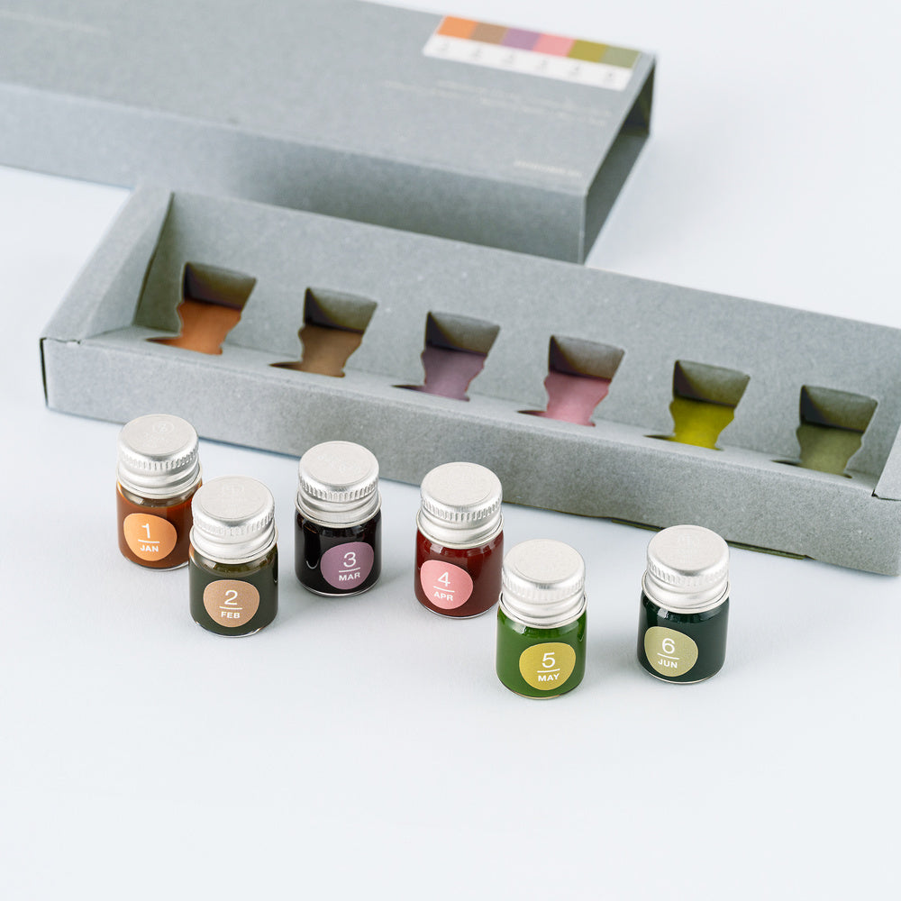 Hobonichi Techo Kakimori x TSUKI no IRO: Mini Ink Bottle Set (Jan-Jun)