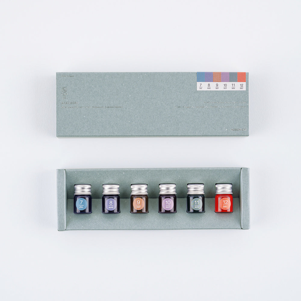 Hobonichi Techo Kakimori x TSUKI no IRO: Mini Ink Bottle Set (Jul-Dec)
