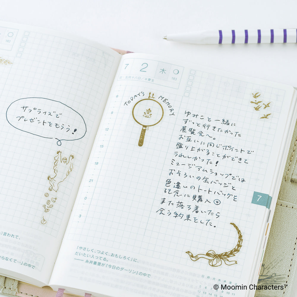 Hobonichi Techo Moomin: Foil-Stamped Clear Stickers (Adventure Log)