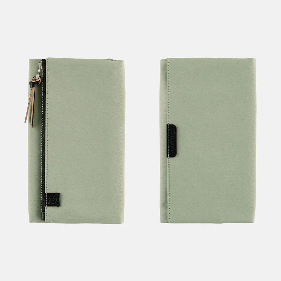 Front and back view of Hobonichi oakmoss green planner cover