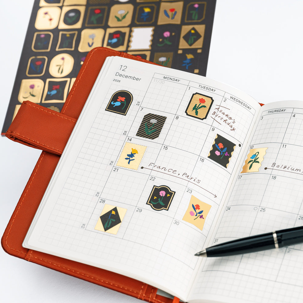 Hobonichi Techo Yoshie Watanabe: Foil-Stamped Stickers (Petit Bloom)