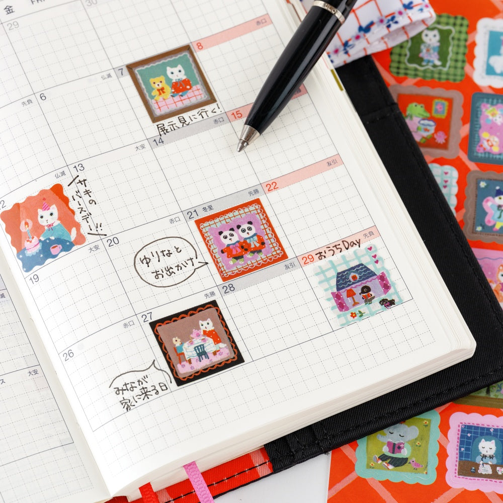 Hobonichi Techo Yumi Kitagishi: Stickers - Daily Life of White Cat
