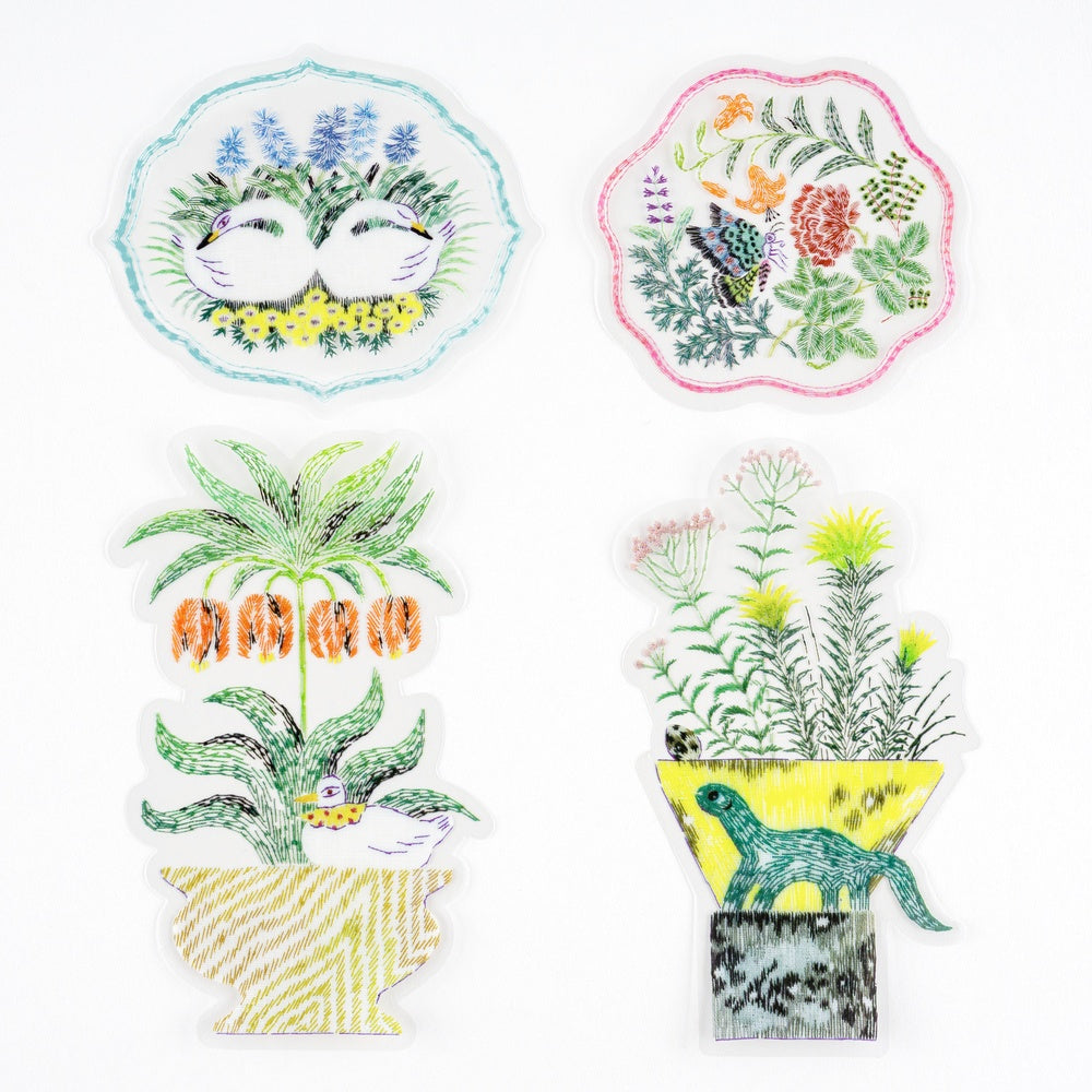 Hobonichi Techo iyo okumi: Transparent Embroidery Sticker Set - My Garden
