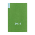 Green textured cover of Hobonichi Weekly 2026 pocket calendar with white text