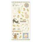 Cat Life washi sticker sheet with illustrated cats and floral motifs