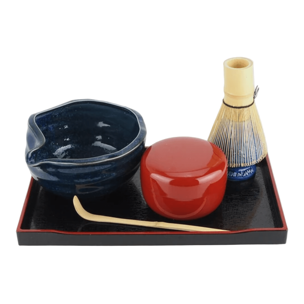 Ichiyama Blue Unofu Matcha Bowl w/Spout Starter Set