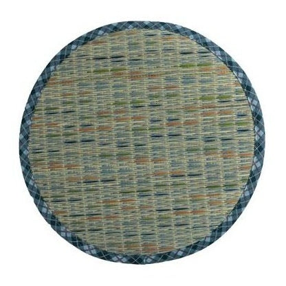 Ikehiko Igusa Blue Checkered Seat Cushion 38cm