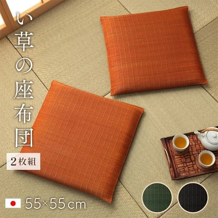 Ikehiko Igusa Japanese Floor Cushion 2Pcs 55x55