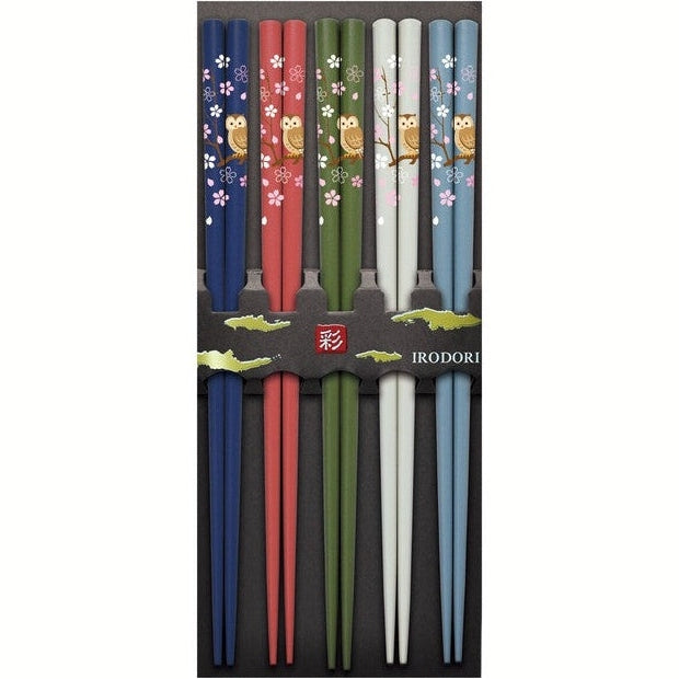 Irodori Owl Chopsticks Set 22.5cm 5P