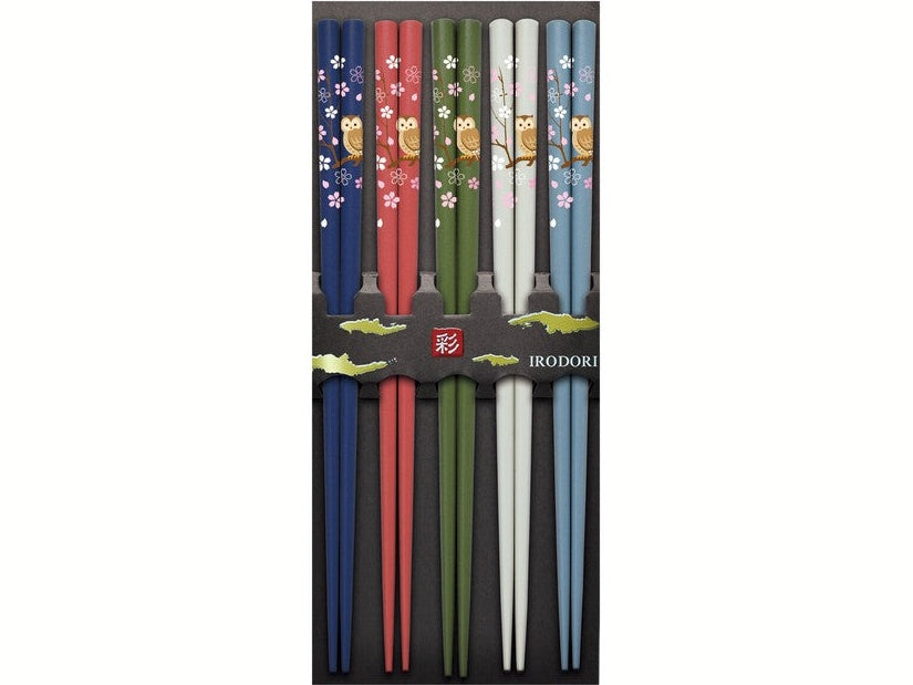 Irodori Owl Chopsticks Set 22.5cm 5P