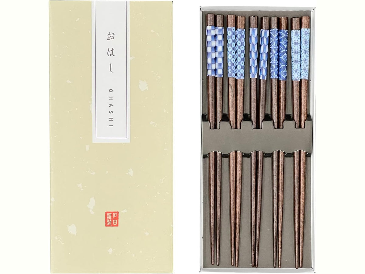 Ishida Blue Wakasa-nuri Chopsticks 5P Set