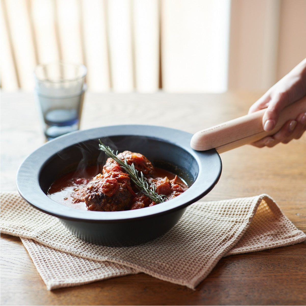 JIU Frying Deep Pan Pot Ｍ with Beech Handle Set