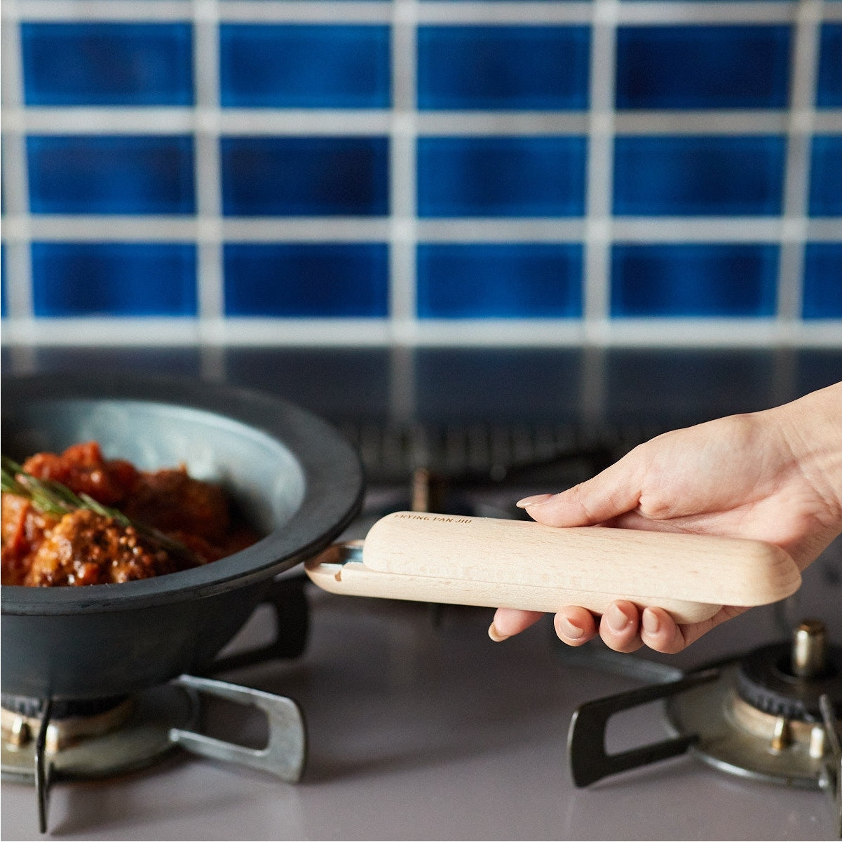 JIU Frying Deep Pan Pot Ｍ with Beech Handle Set