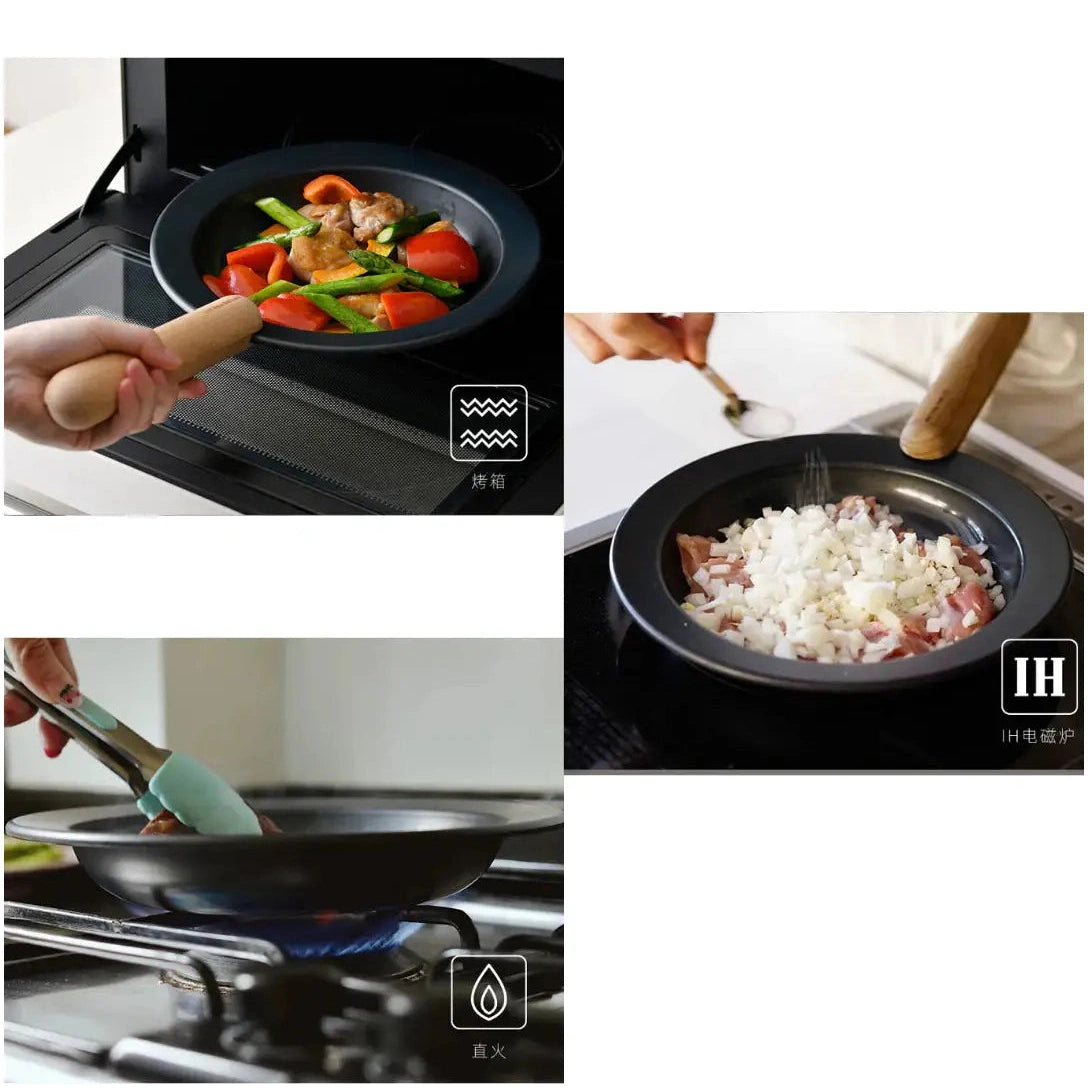 JIU Frying Pan M with Beech Handle Set