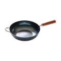 JIU Fujita 30cm deep iron frypan with timber handle on white background