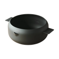Black round iron deep frying pot with matte finish and side handles