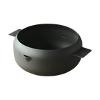 Black round iron deep frying pot with matte finish and side handles