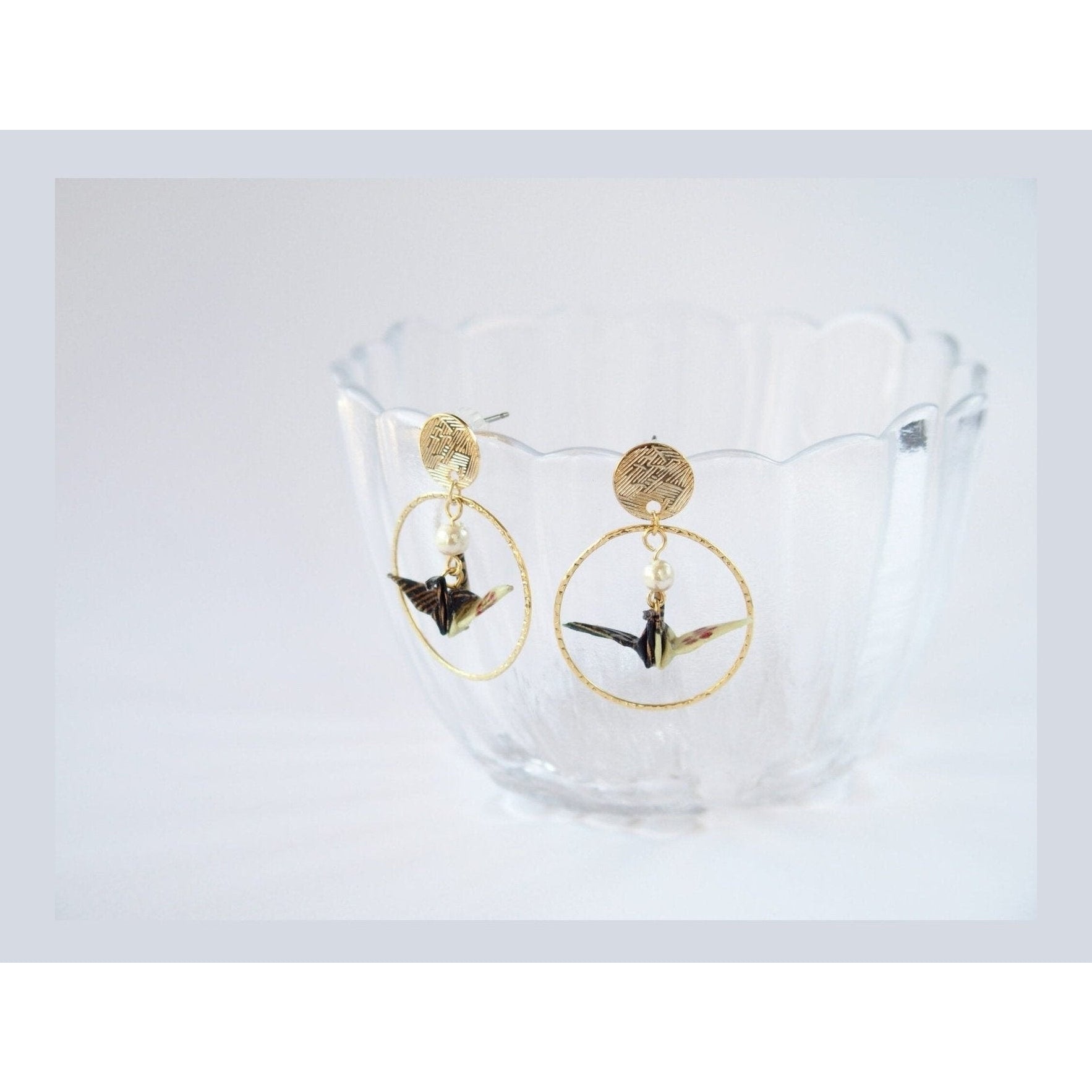 Junintowa Crane Loop Pierce Earrings