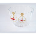 Junintowa gold hoop earrings with pearl drop and beige origami crane pendant