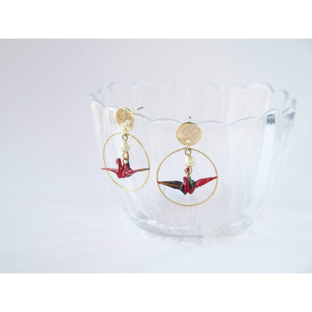 Junintowa Crane Loop Pierce Earrings