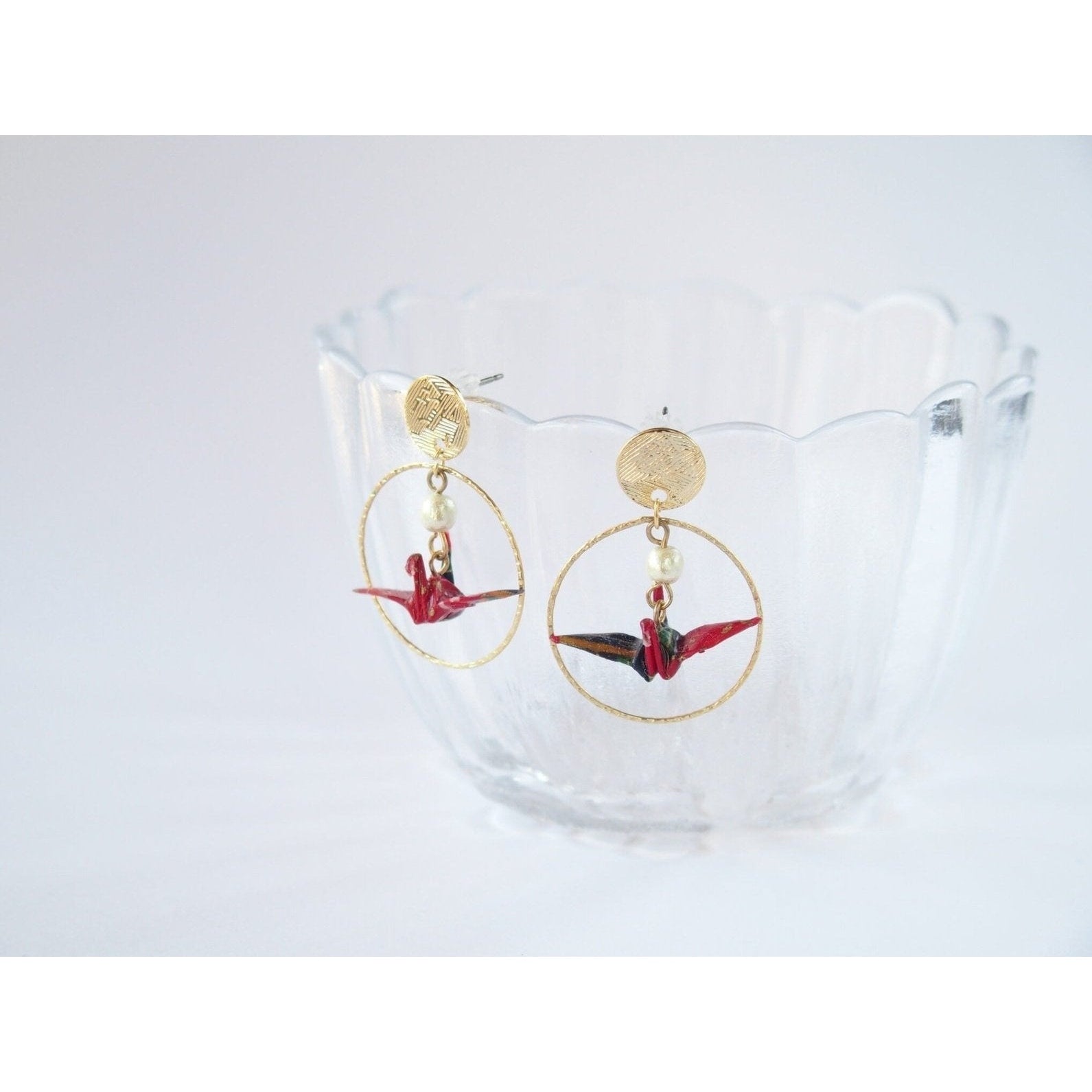 Junintowa Crane Loop Pierce Earrings
