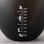 Kai Nyammy Cat Measuring Bowl 1L dark gray with white ml graduations and cat icons